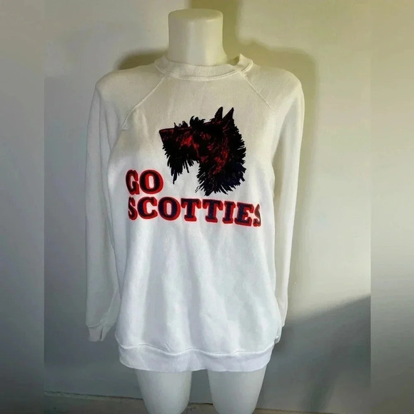 Vintage 80’s H Wolf & Sons‎ Go Scotties Dog White Sweatshirt RARE! Size XL 0187 - Picture 1 of 15